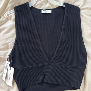 Aritzia Babaton Black Ribbed Crop Top